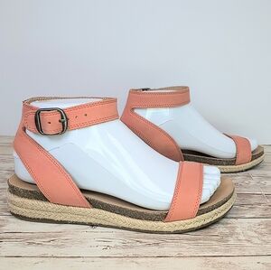 Lucky Brand Genuine Leather Ankle Strap Soft Salmon Women's 6.5 Or 6 1/2 Sandals
